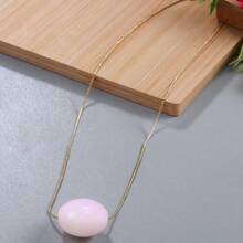 Zhenwei xina Beach Getaway Essential: Natural 'Energy Stone' Layered Necklace Brass Chain Six Color Fashion Jewelry Women For Your Summer Mother's Day Gifts Women