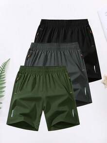 男士速干运动短裤，带口袋 - 轻便跑步、健身、篮球训练短裤，舒适透气运动服 - 軍綠色 - 查看 2