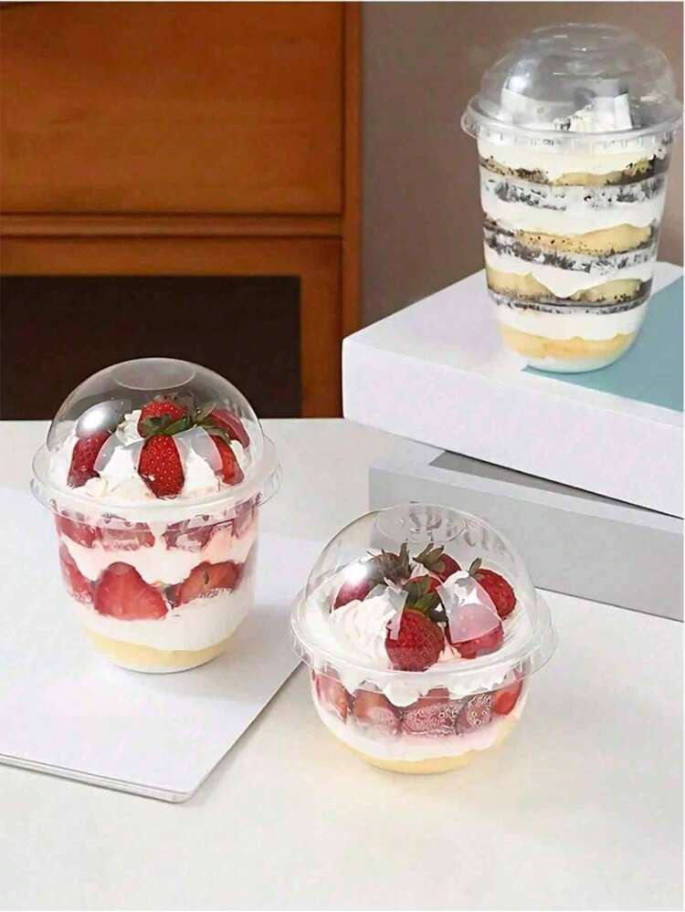40/30/20/10pcs 250ml/360ml/500ml Round Mousse Cups With Lids, Cake And Party Food Containers, Plastic Containers With Lids, Suitable For Desserts, Cakes, Fruits, Living Room, Kitchen And Office, Wedding, Party, Birthday, Picnic And Bakery, Interesting And Practical Gifts, Suitable For Halloween Or Christmas Parties - Transparent - View 4