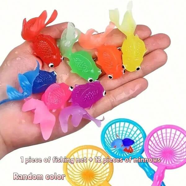 12 Packs Floating Rubber Goldfish Toys For Indoor & Outdoor Water Games, Summer Party Decorations & Supplies, Mixed Color Novelty Gag Gifts For Kids