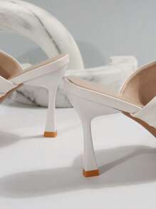 法式白色褶皱露趾坡跟凉鞋，女士新款时尚系带高跟凉鞋，夏季