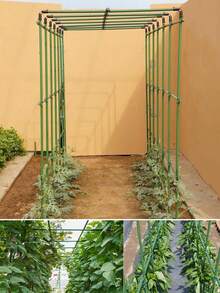 Juego de enrejado para plantas ajustable de 24 piezas/36 piezas/42 piezas que incluye accesorios de conexión, de altura 80 cm/120 cm/160 cm, conjunto de estructura de escalada de rejilla metálica de jardín, kit de varillas de soporte recubiertas de PE verde para frutas, verduras, enredaderas y flores - Multicolor - Ver 10