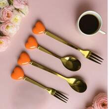 1/2/4/6 pièces Set de fourchette et de cuillère en acier inoxydable de luxe - Couverts mini élégants avec finition miroir - Idéal pour le thé de l'après-midi, les mariages, les cafés et les voyages - Cadeaux de vaisselle haut de gamme pour les femmes, les remises de diplômes, la fête des mères et les anniversaires - résistants à la rouille