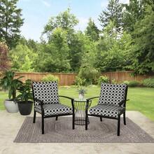 45 L X 22.75 W Black White Lattice Rectangle Outdoor 2 Piece Deep Seat Cushion