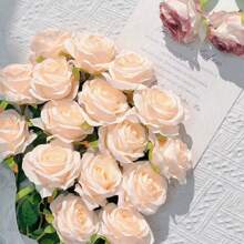 1/3 pièces Fleurs artificielles roses rouges, fleurs en plastique pour la décoration de la maison, de l'hôtel, du bureau, du mariage, de la fête et du jardin