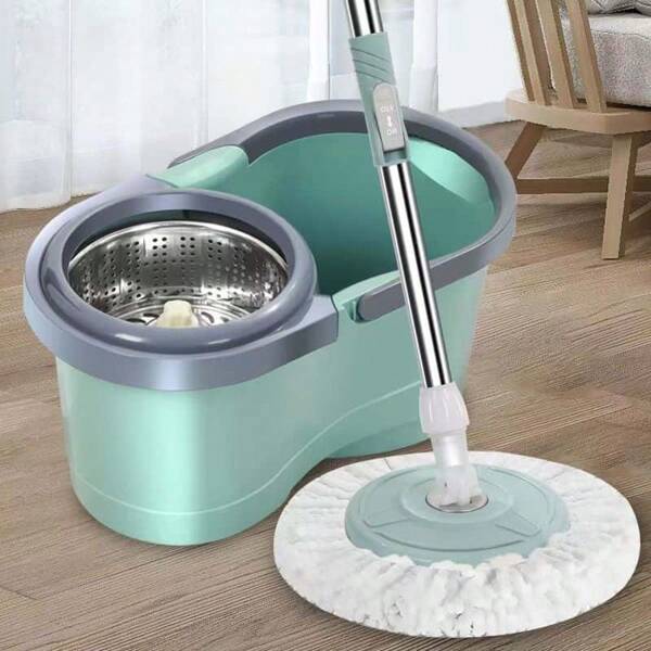 1 Set Mop With Bucket, Hands-Free Magic Mop With Wringer Bucket, Spin Rotating Mop Handle And Bucket, Wet And Dry Use Household Cleaning 3600 Rotating Mop And Bucket
