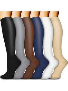 1/6 Pairs Women's & Men's Compression Socks For Cycling Soccer Running Athletic Calf Socks, Cozy - Multicolor - View 7