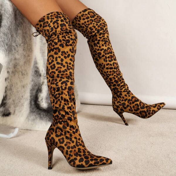Bottes hautes sexy imprimé léopard