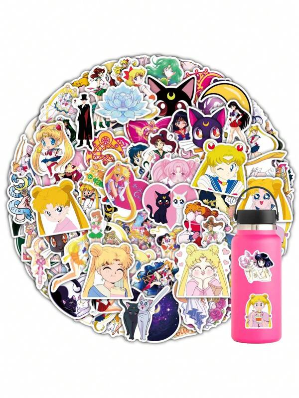bandai 50pcs Anime Waterproof Stickers, Applicable For Scrapbooking, Diary, Laptop, Bumper, Skateboard, Water Bottle, Computer, Phone, Cartoon, Helmet, Car & More (Random Styles)