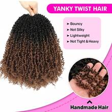 12/16 英寸 Yankee Twist 钩编辫，每包 30 股，预先打结的 Yankee Twist 棕色 Spring Passion Twist 辫，带卷曲发尾，合成钩编辫发