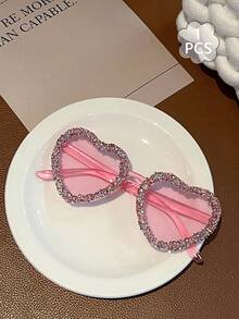 一对手工制作的水晶心形透明果冻杯，适合派对和拍照 - 粉色 - 查看 2