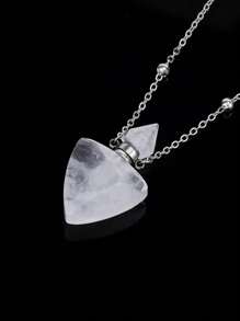 1 Peça Colar com Pingente de Frasco de Perfume de Cristal com Forma de Triângulo, Pingente de Pedra Preciosa Natural, Ametista, Quartzo Rosa, Obsidiana Negra, Difusor de Óleo Essencial, Colar Masculino e Feminino Cor Dourada, Jóias H629