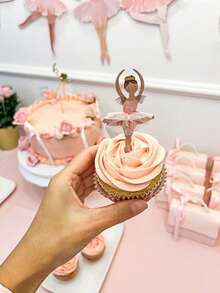 12 件/24 件芭蕾舞者蛋糕装饰，粉色生日蛋糕装饰，芭蕾主题派对装饰，适用于生日婚礼用品、礼物