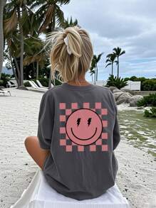 A Casual Printed Round Neck Pullover Short Sleeved T-Shirt For Girls And Young Children In Summer - Lightning Smile Is A T-Shirt Provided For Children Who Love Exploration And Play!Tween Girl Clothes Girls Graphic Tees Summer Tops Tween Girl Clothes