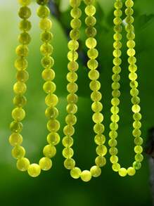 Summer Handmade Beaded Necklace, Natural Olive Stone Choker, 6mm/8mm/10mm/12mm Beads, Suitable For Daily Wear