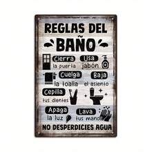 1 Piece, Spanish Vintage Metal Tin Sign, Bathroom Rules: Close Door, Use Soap, Hang Towels, Put Down Toilet, Brush Teeth, Turn Off Lights, Wash, Home Farm Toilet Washroom Bathroom Restroom WC Wall Decoration, - Nhiều màu - Xem 2
