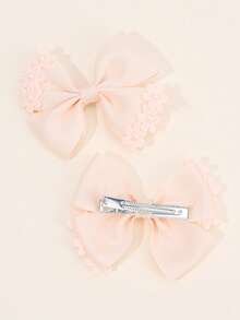 2 piezas Pinzas para el cabello con lazo de flor blanca y rosa, pinzas para el cabello de cocodrilo de tela, accesorios elegantes para el cabello de niña, regalo para niña - horquilla de lazo - Ver 10