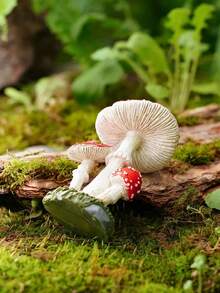 1 pieza de decoración de ornamento de resina con simulación de pequeña flor carnosa en forma de hongo para maceta, jardín, patio, balcón, bonsái y micro paisaje