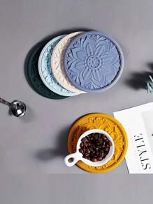 lovely flower Set Of 3pcs Traditional Round Silicone Coaster,Cup Mat Kitchen Table Heat-Resistant Coasters And Thick Insulation Pads//Coaster Set For Home Decor Tabletop Protection Suitable For Kinds Of Cups