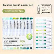 Languo 9 Color Acrylic Paint Marker,Flexible Head,Brightly Colored For Stackable Colors,Doodle Drawing,Handwriting,Learning Markers Art Supplies Stationery Back To School