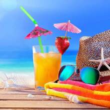 60 Decorated Drink Straws Umbrellas Tropical Party - Assorted - View 2