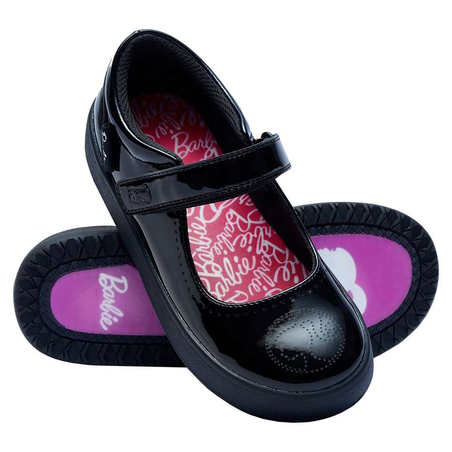 School Shoes | Barbie Girls' School Shoes | Kids' Footwear | Fast UK Delivery Shipping | Trusted UK Seller | Great Gift For Kids | Perfect For Back To School, Birthdays And Christmas - Black - View 1