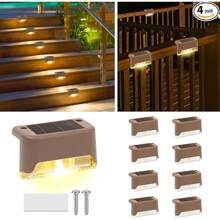 4pcs/8pcs/12pcs/16PC Solar Outdoor Step Lights, Solar Fence Lights, Outdoor Patio Lights, Solar Deck Lights, Solar In-Ground Lights, Solar Fence And Stair Lighting, Suitable For Fences, Steps, Courtyards, Decks, Backyards, And Paths.