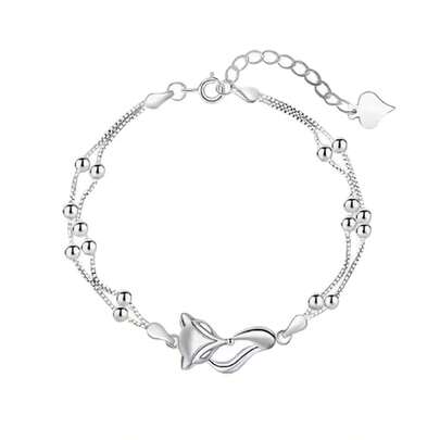 Pulsera Zorro Plateado Moda Minimalista Estilo Romantico Aleacion de Zinc Amor Oculto