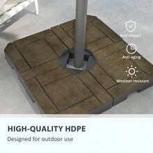 Outsunny 4 Piece Patio Cantilever Umbrella Base Weight Set, Fillable Outdoor Offset Umbrella Weights For Umbrella Stand, 175 Lbs. Capacity Water Or 230 Lbs. Capacity Sand, Brown - Multicolor - View 6