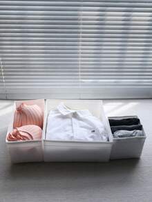 3件套可折叠无盖小抽屉整理盒，衣服、内衣、袜子分隔储物盒，布艺玩具收纳盒 - 白色 - 查看 5