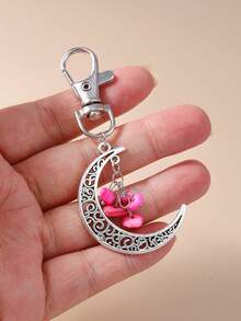 1pc Creative Tassel Turquoise Hollow Moon Key Chain, Unisex, Suitable For Everyday Commuting Wear - Multicolor - View 7