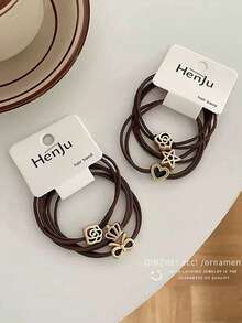 10个简约金色发圈，高弹力橡胶发圈，发饰，橡皮筋，礼物，马尾辫发绳头饰