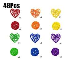 48Pcs Colorful Wicker Rattan Round Heart Shaped Rattan Rainbow Vase Bowl Fillers Aromatherapy Decorative For Table CenterpiecesParty Decoration Home Wedding Decor - Multicolor - View 2