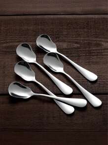5-10pcs Stainless Steel Dessert Spoons, Creative Ice Cream Spoon, Yogurt Spoon, Coffee Pudding Spoon