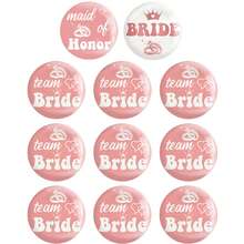 单身派对纽扣别针套装 - 新娘纽扣、伴娘和纽扣别针装饰，适用于新娘送礼会婚礼单身派对用品（白色、玫瑰金） - 彩色 - 查看 16