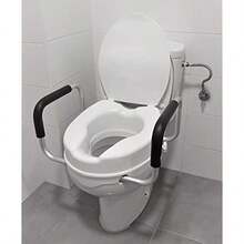 Raised Toilet Seat With Handles 4 Inch Riser For Elderly Disabled Adults With Lid - White - View 7