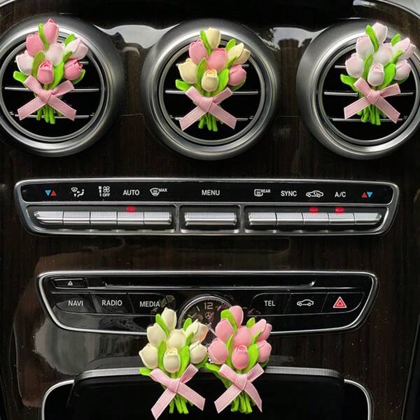 1pc Tulip Shape Car Air Outlet Aromatherapy Clip A Variety Of Colors Are Available Car Air Outlet Decorations Flower Decoration Diffuser Stone The First Choice For Beautiful Women In The Car