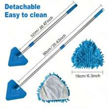 1 Conjunto Mop Triangular DomeUp com Cabo Telescópico - Ferramenta de Limpeza Multiuso para Sala de Estar, Quarto, Banheiro, Cozinha e Uso Externo - Sem Cantos Mortos, Cabeça de Resina, Plástico, Operação Manual - Ideal para Limpeza de Natal e Ação de Graças, Mop de Limpeza | Mop com Cabo Telescópico | Mop com Cabeça de Resina