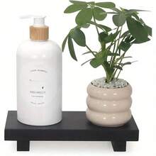 1pc Simple Farmhouse Style Wooden Footstool, Soap Dish Holder With Tray And Stand Base, Multi-Purpose Home Decor For Sink, Countertop, Bathroom, Living Room, Kitchen, Soap Dish, Flower Rack