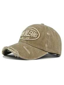 1 pièce Casquette de baseball unisexe à la mode, multi-couleurs, avec lettre "New Orleans" brodée, effet délavé. Adapté pour l'extérieur, la rue, les sports, les voyages, la rentrée scolaire, l'usage quotidien