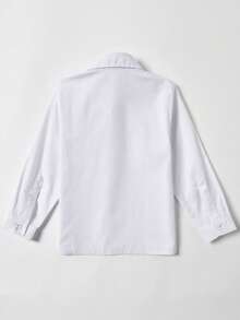 Boys' Long Sleeve Shirt, Suitable For Boys' Formal Wear, Uniforms, Teens, Young Boy Casual Wear, White, Standard Versatile, Size 3-10 Years - White - View 2