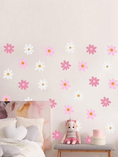 1 Set Of 4 Bohemian Flower Wall Stickers For Decoration, Featuring Pink Floral Designs. These Reusable Self-Adhesive PVC Stickers Are Suitable For Windows, Living Rooms, Bedrooms, Hotels, And Cafes, And Can Be Applied To Smooth Surfaces For Seasonal Decor. Wall Decor Room Decor Home Decor