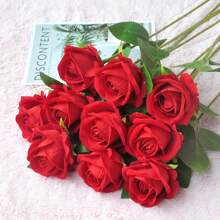 1PC/5pcs/10 PCS/12PCS Valentine's Day Wedding Decoration Rayon Flowers Realistic Rose Bouquet With Long Stems For Home Wedding Decoration Party