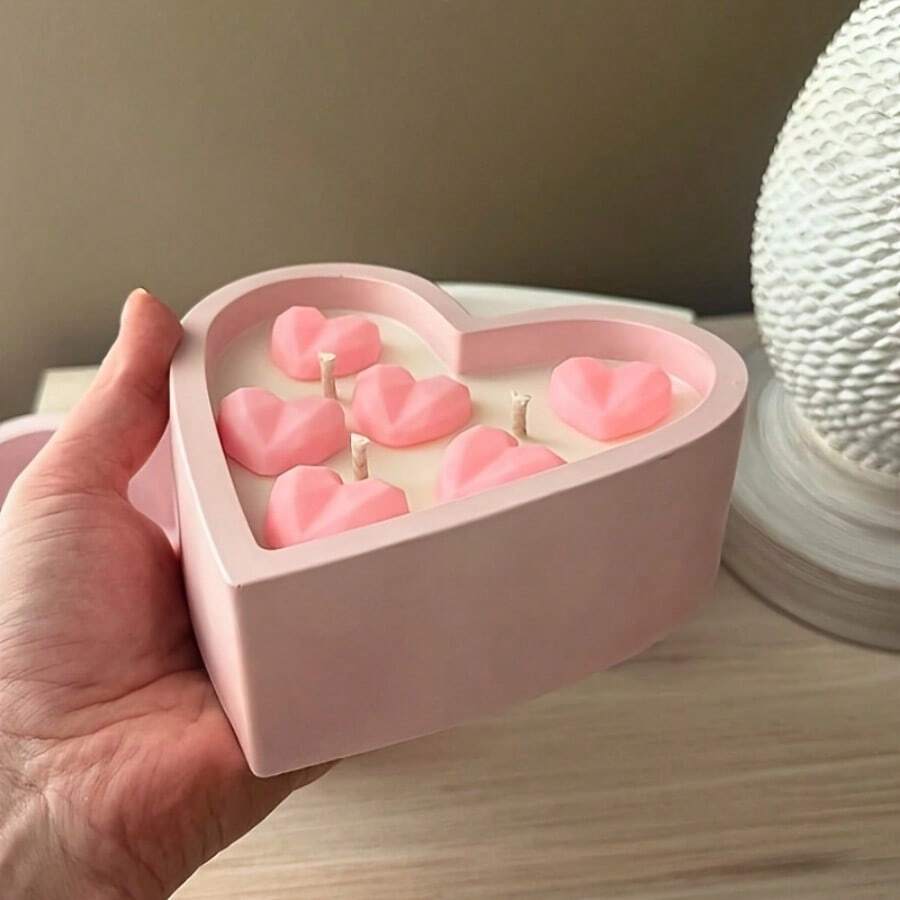 Molde de silicona en forma de corazón para maceta, para hacer macetas, portavelas o portavelas de yeso, arcilla o resina - Blanco - Ver 1