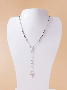 1pc 3mm Stainless Steel Bead Necklace, Fashionable European And American Style Pendant Necklace For Daily Wear