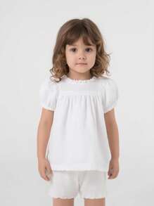 4pcs/Pack Baby/Toddler Girls Cute Minimalist Ruffle Hem Safety Shorts, Can Be Worn Outerwear