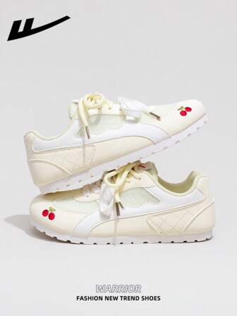  1 双 WARRIOR 女式厚底系带软底休闲运动鞋，圆头低跟防滑纯色优雅软底户外步行鞋，适合学生、通勤者和毕业照拍摄