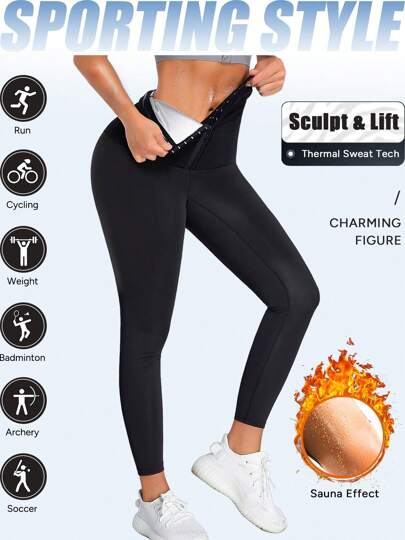 Nebility Sauna Leggings For Women Sweat Pants High Waist Compression Slimming Hot Thermo Workout Training Capris Body Shaper