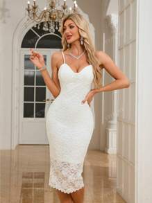Vestido Camiseta Elegante de Cor Sólida, Ajustado, com Fenda e Costas Abertas