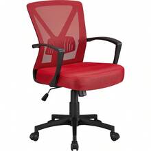 Red Ergonomic Office Chair Durable Executive Swivel Chair Adjustable Lumbar Support With Wheels And Arms For Home Work Or Study - Red - View 1